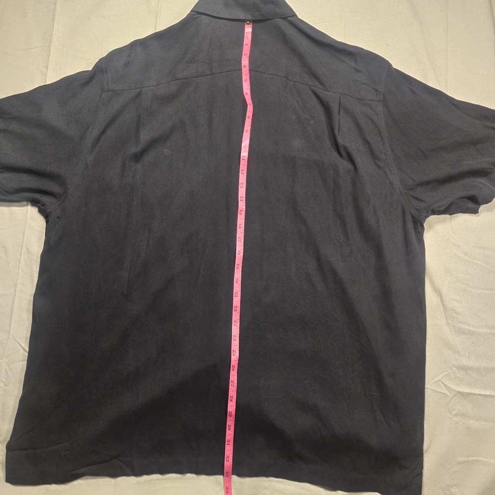 Nat Nast 100% Silk Shirt Men XXL Black Blue Retro Bowling Rockabilly - Picture 7 of 8